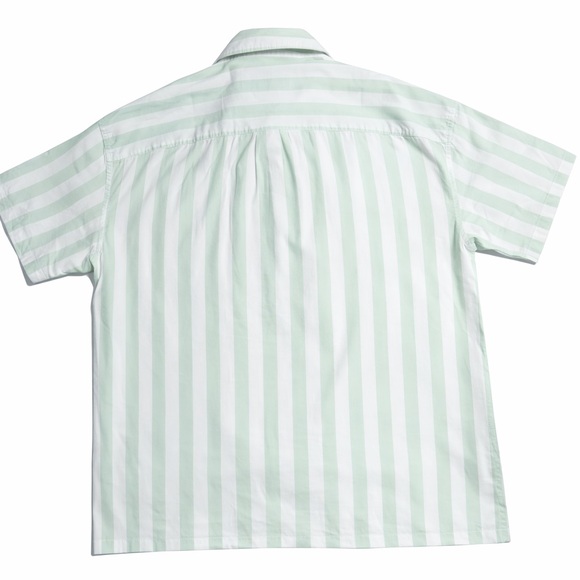 Abercrombie & Fitch Oversized Striped Button Up BF Shirt Women M Green White - Picture 3 of 13